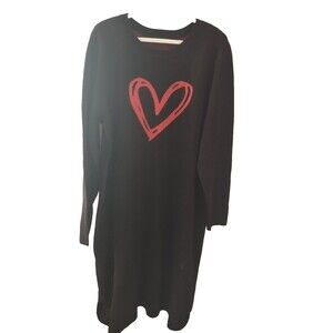 Lane Bryant Heart Graphic Ultra Soft Black Sweater Dress Plus Size 18/20, 2X NWT